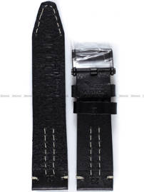 Pasek skórzany czarny z beżową nicią do zegarka Vostok Europe Ekranoplan 2 6S21-546C512 - 25 mm