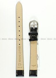 Pasek skórzany do zegarka Bisset - BS-203 - 12 mm czarny