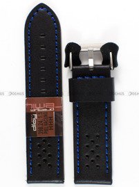 Pasek skórzany do zegarka - Diloy 398.24.1.5 - 24 mm czarny