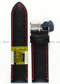 Pasek skórzany do zegarka - Diloy P206.24.1.6 - 24 mm czarny