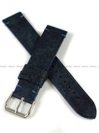 Pasek skórzany ręcznie robiony A. Kucharski Leather - Badalassi Carlo Pueblo Simple - navy/navy 20 mm