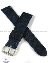 Pasek skórzany ręcznie robiony A. Kucharski Leather - Badalassi Carlo Pueblo Simple - navy/navy 22 mm