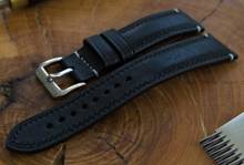 Pasek skórzany ręcznie robiony A. Kucharski Leather - Conceria Il Ponte Maya - black/black 28 mm