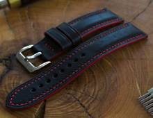 Pasek skórzany ręcznie robiony A. Kucharski Leather - Conceria Il Ponte Maya - black/red 18 mm