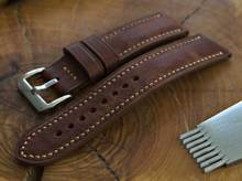 Pasek skórzany ręcznie robiony A. Kucharski Leather - Conceria Il Ponte Maya - chocolate/earthyyellow 22 mm
