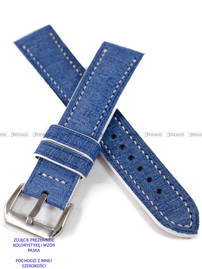 Pasek skórzany ręcznie robiony A. Kucharski Leather - Grattamacco - Blue/White - 30 mm